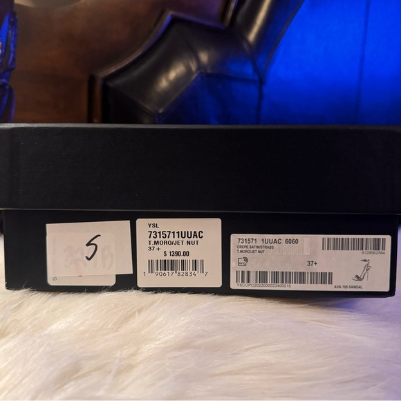 YSL Ava Sandals in Crepe Satin with Rhinestones - Picture 16 of 17